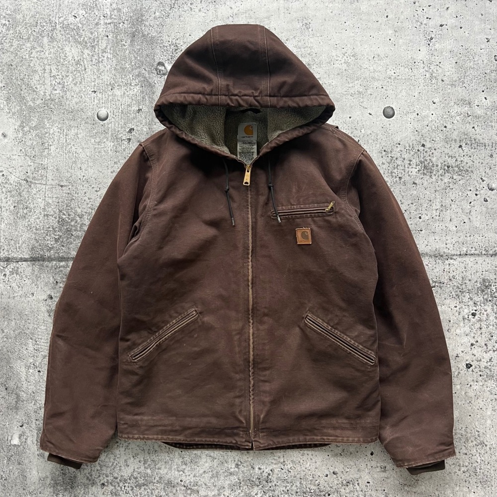 Carhartt Jacket Mens Medium Brown J141 DKB Sierra Sherpa Lined Canvas Workwear